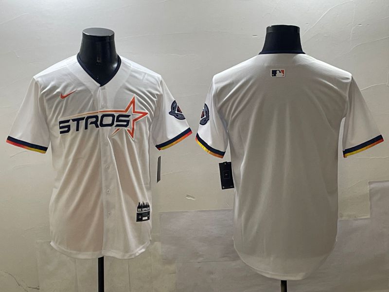 Men Houston Astros Blank White Three generations Joint Name 2025 Nike MLB Jersey style 1